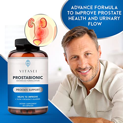 VITASEI Prostabionic Prostate Dietary Supplements for Men W/Saw Palmetto, Bio-quercetin & Pygeum Africanum, Reduce Bathroom Trips,Promotes Sleep & Better Bladder Emptying - 60 Capsules (Pack of 3)