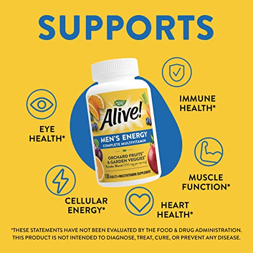 Nature's Way Alive! Complete Daily Energy Multivitamin for Men, with High Potency B-Vitamins, Supports Cellular Energy*, 130 Tablets