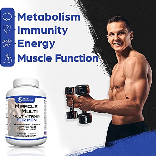 MiracleMulti One a Day Men's Multivitamin-Multimineral Supplement with Probiotics, Superfood Enzymes - Support Heart, Stamina, Energy, Non-GMO (60 Day Supply)