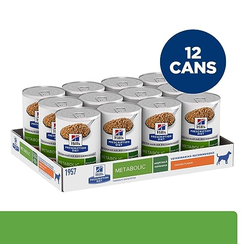 Hill's Prescription Diet Metabolic Weight Management Chicken Flavor Wet Dog Food, Veterinary Diet, 13 oz. Cans, 12-Pack