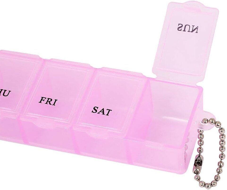 1Pc Blue Personal Pill Organizer Case 7 Days,Reusable Plastic Large Weekly Pill Box,Pills Supplements Vitamins Dispenser Holder,Travel Planner Bussiness Trip Medication Container with Cover