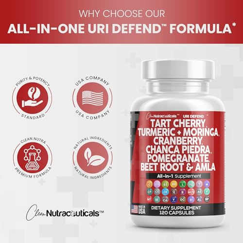 Tart Cherry Extract Capsules 20,000mg with Turmeric 8000mg Moringa 4000mg Cranberry 2000mg Chanca Piedra Celery Quercetin Beet Root ACV Pomegranate L Selenomethionine - Uric Levels - 120 Ct USA