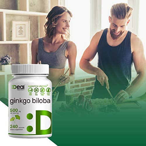 Ginkgo Biloba 500mg Per Serving, 300 Capsules, 5 Month Supply – Grown in Northern Asia – Extra Strength, Non-GMO, No Gluten