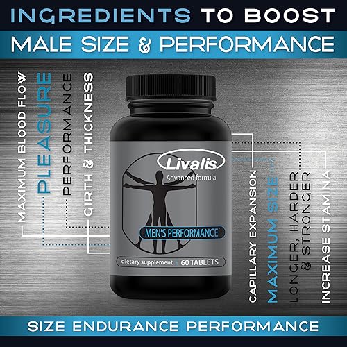 Livalis Perform- Enlargement Pills for Men- Increase Male Size 3+ in 90 Days- Mens Booster to Stop Male Performance Failure- Male Enrichment and Vitality Supplement- 60 Tablets