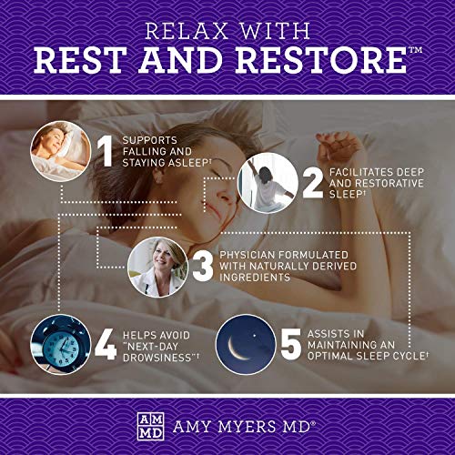Rest and Restore by Dr. Amy Myers for Restful Sleep – Supports a Healthy Night’s Sleep, Helps Maintain a Regular Sleep Cycle and Supports a Calm Relaxed Mood – Dietary Supplement 60 Capsules