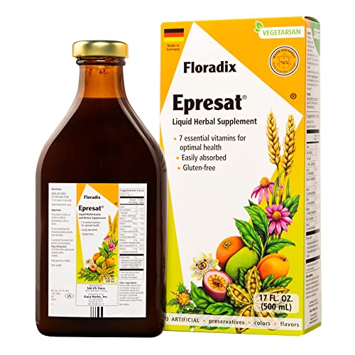 Floradix, Epresat Vegetarian Adult Liquid Multivitamin for Overall Health, 17 Fl. Oz