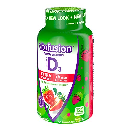 vitafusion Extra Strength Vitamin D3 Gummy, Strawberry Flavored Bone and Immune System Support (1) 120 Count