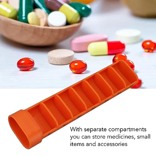 Pill Organizer 7 Day, Daily Pill Box Weekly Travel Pill Case Portable Mini 7 Grids Medicine Organizer Container Box for Supplements Vitamins (White and Orange)