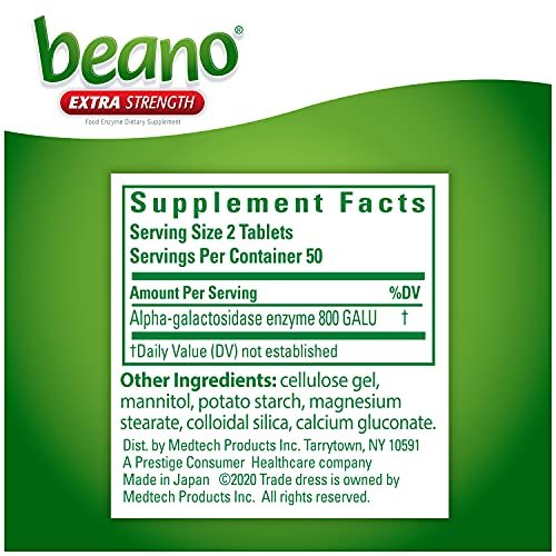 Beano Ultra 800, Gas Prevention and Digestive Enzyme Supplement, 100 Count