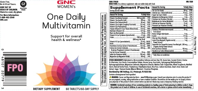 GNC Women's One Daily Multivitamin | Supports Immune and Brain Function Plus Hair, Skin and Nail Health | Antioxidant Blend with Collagen | Daily Supplement | 60 Caplets