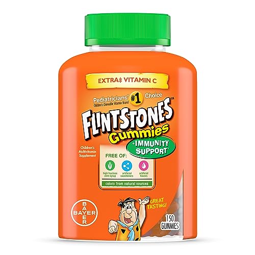 Flintstones Vitamins Immunity Support Gummies, Kid's Immune Support Multivitamin with Vitamin C, Vitamin D, B12 and Zinc for kids, Orange Flavor, 150 Count