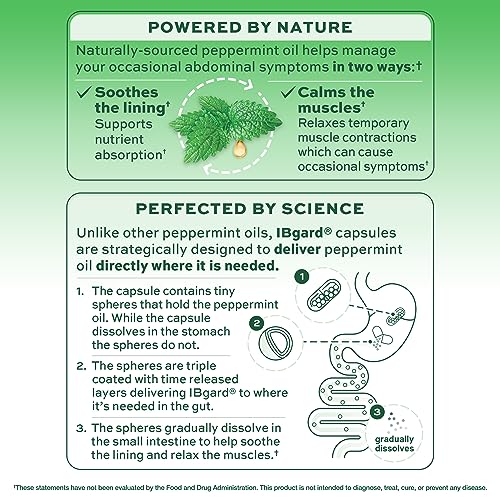 IBgard Gut Health Supplement, Peppermint Oil Capsules for Abdominal Comfort, 48 Capsules (Packaging May Vary)