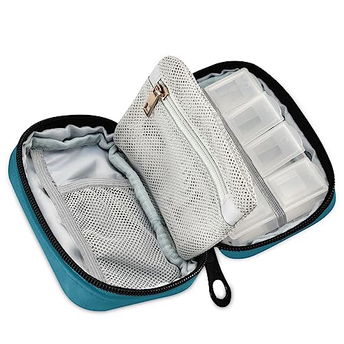 Naanle Pill Box 7 Day Capsule Pill Case Bag Travel Pill Organizer Bag with Zipper Portable Weekly Case Compact Size for Vitamins Pills