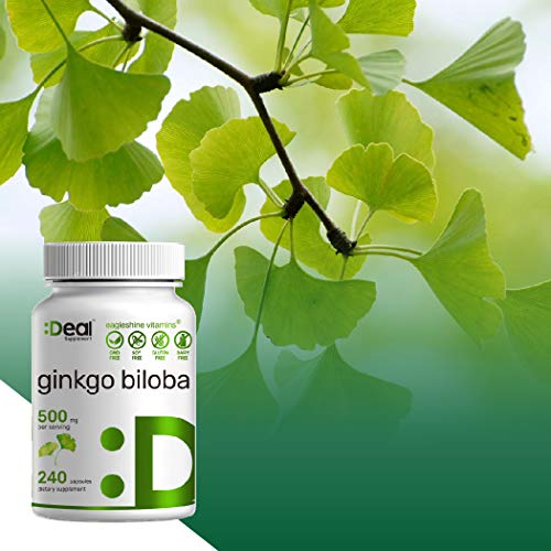 Ginkgo Biloba 500mg Per Serving, 300 Capsules, 5 Month Supply – Grown in Northern Asia – Extra Strength, Non-GMO, No Gluten