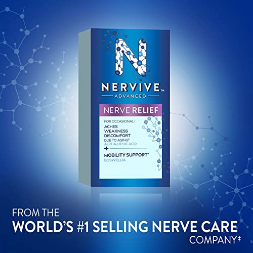 Nervive Advanced Nerve Relief + Mobility, with Alpha Lipoic Acid to Help Reduce Nerve Aches, Weakness, & Discomfort*† and Boswellia to Promote Mobility*, Vitamins B12,B6,B1, 30 Tablets