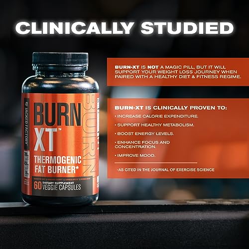 Burn-XT Clinically Studied Fat Burner & Weight Loss Supplement - Appetite Suppressant & Energy Booster - Fat Burning Acetyl L-Carnitine, Green Tea Extract, & More - 60 Natural Diet Pills