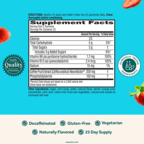 NEURIVA Plus Brain Supplement for Memory,Focus & Concentration+Cognitive Function with Vitamins B6 & B12 and Clinically Tested Nootropics Phosphatidylserine and Neurofactor,50ct Strawberry Gummies