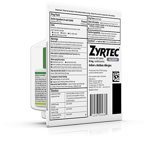 Zyrtec Allergy Relief (10 mg), 30 Tablets