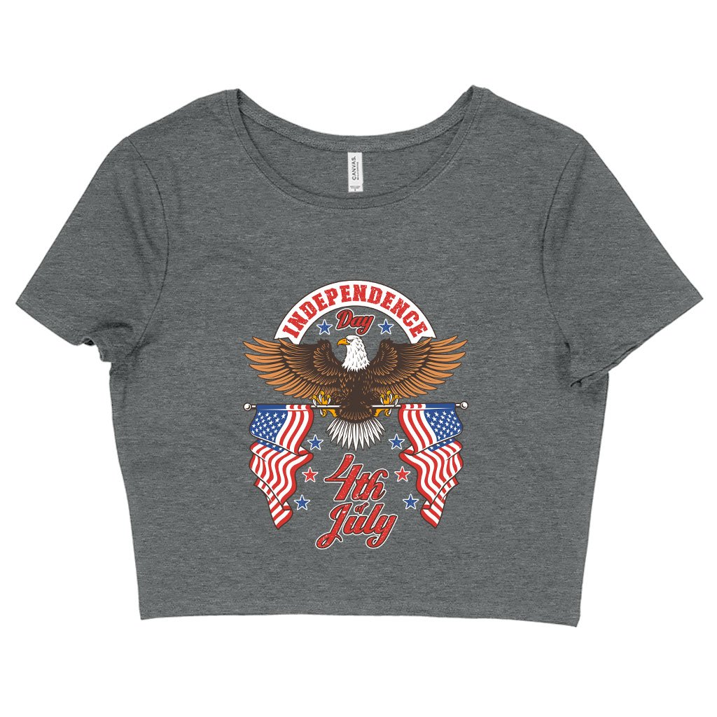 Women's Cropped Independence Day 4th of July T-Shirt - Independence Day T-Shirts - Patriotic USA T-Shirt