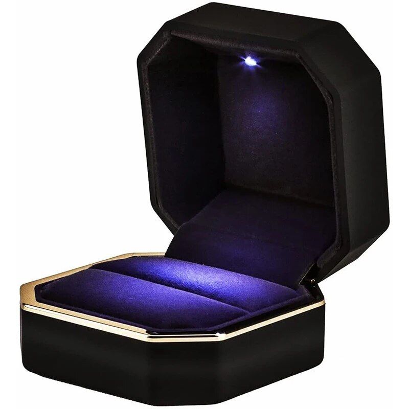 LED Illuminated Luxury Velvet Ring Box