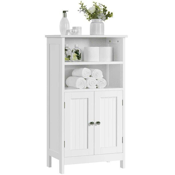 Elegant 5-Tier White Wooden Storage Cabinet for Bathroom and Home