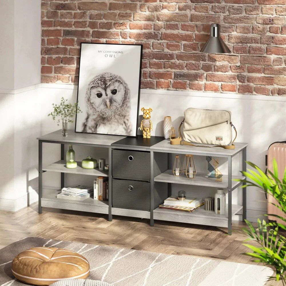 Modern Farmhouse TV Stand with Shelves