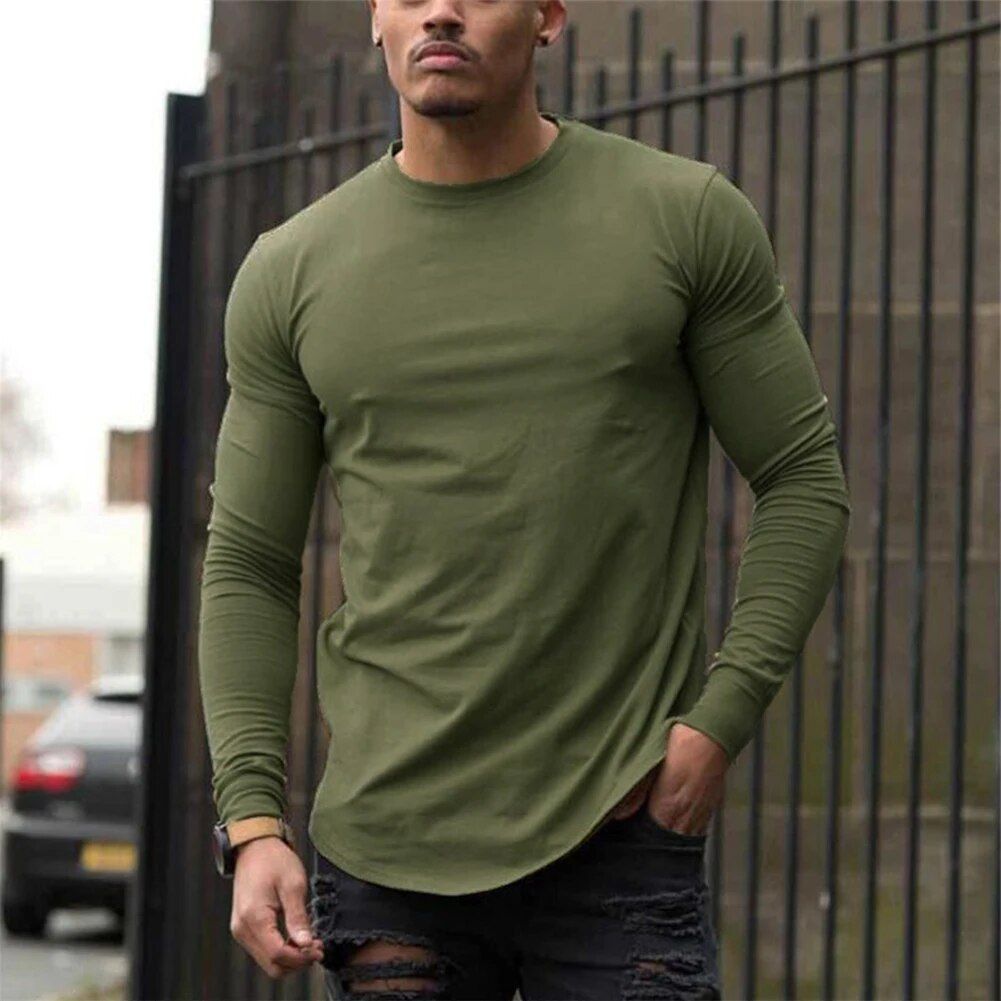 Men's Slim Fit Long Sleeve Muscle Tee: Soft, Breathable Gym & Casual Wear