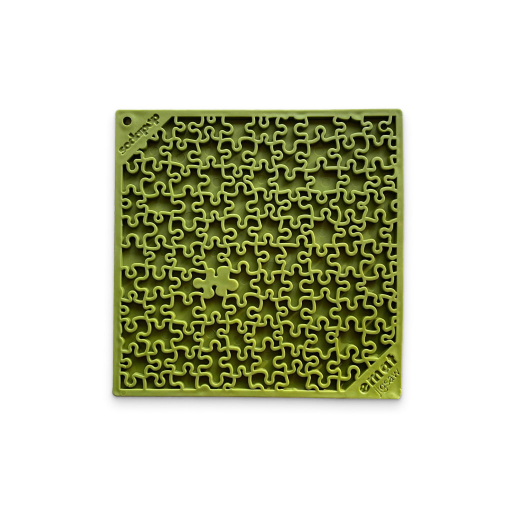 Jigsaw Design Emat Enrichment Licking Mat - Green