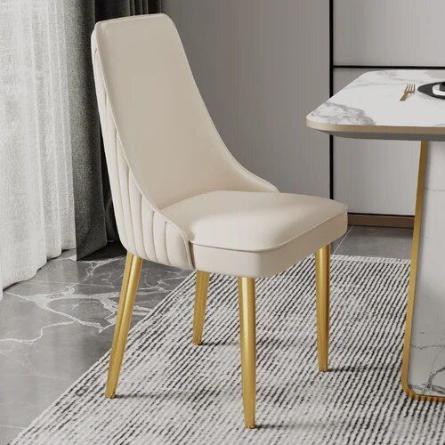 Elegant Modern Dining Chair with Gold Legs - Luxury Synthetic Leather Seating for Home and Events