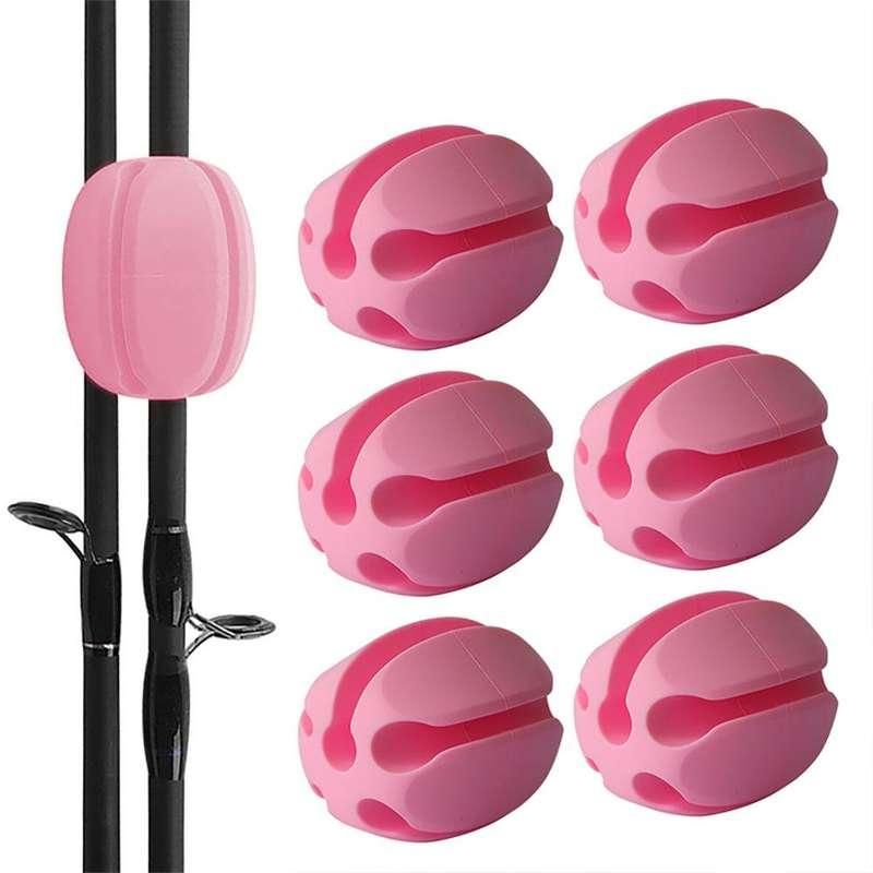 Multi-Size Silicone Fishing Rod Holder Straps - 6 Piece Set