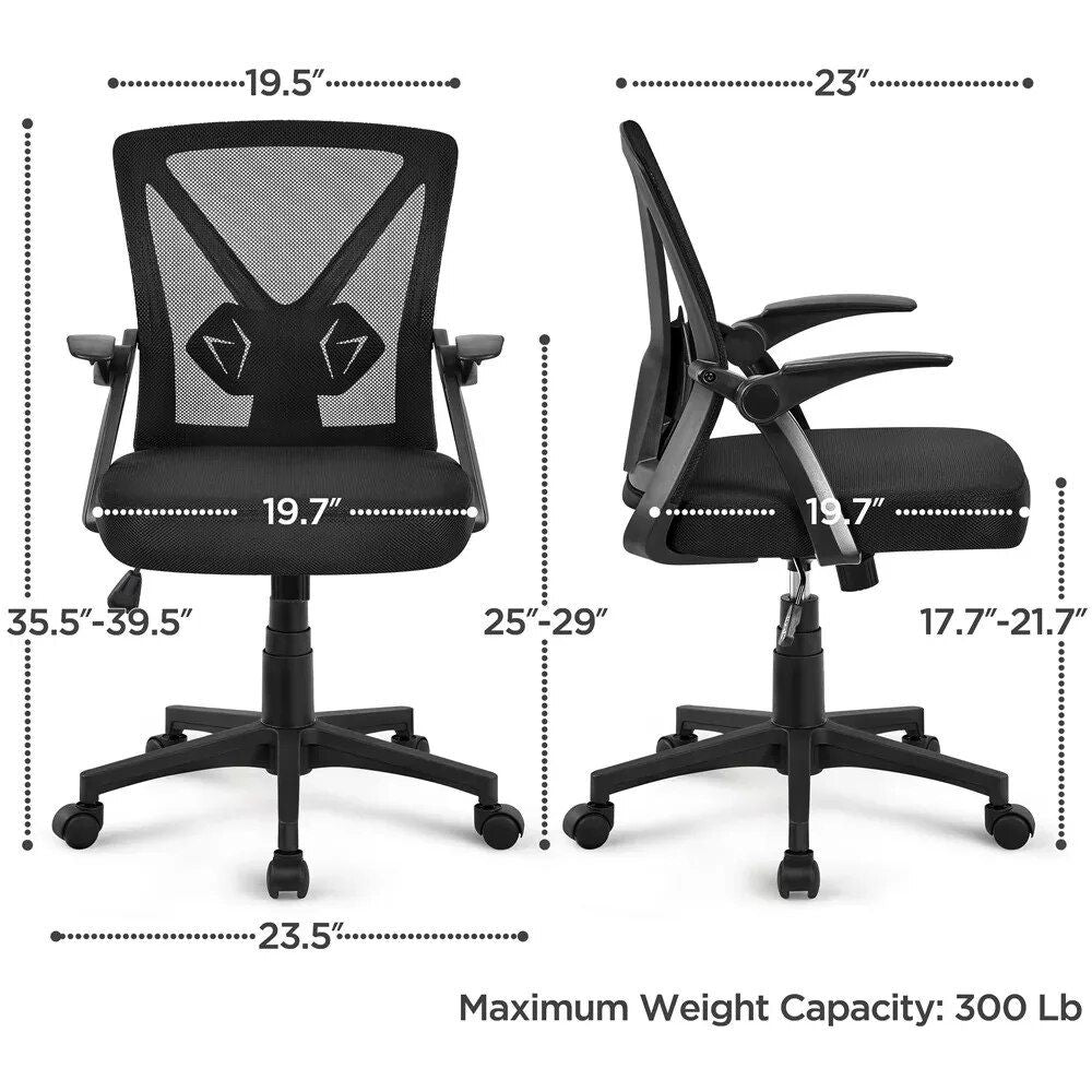 Ergonomic Mesh Office Chair with Flip-up Armrests - Ideal for Home and Office Use