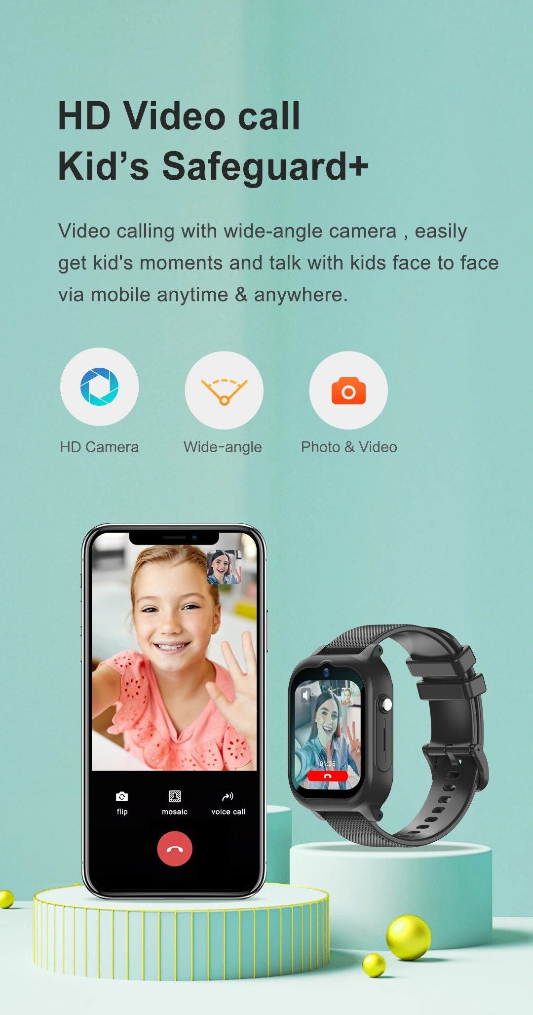 Kids GPS Smart Watch - 4G Safety Tracker with SOS & Waterproof Design