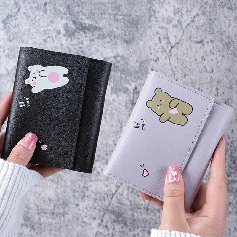 Korean Cartoon-Inspired Compact PU Leather Wallet