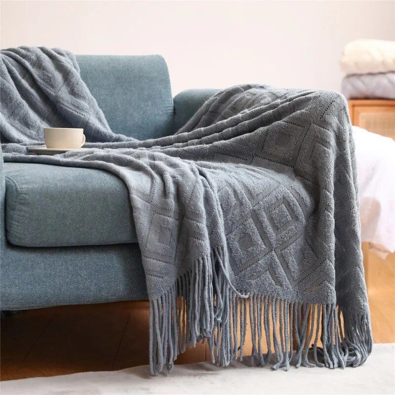 Luxurious Knitted Acrylic Sofa Blanket