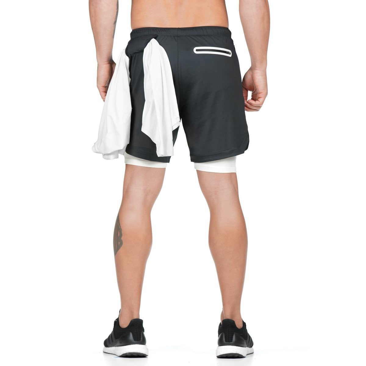 Men 2 in 1 Running Shorts Gym Workout Quick Dry Mens Short with Pocket