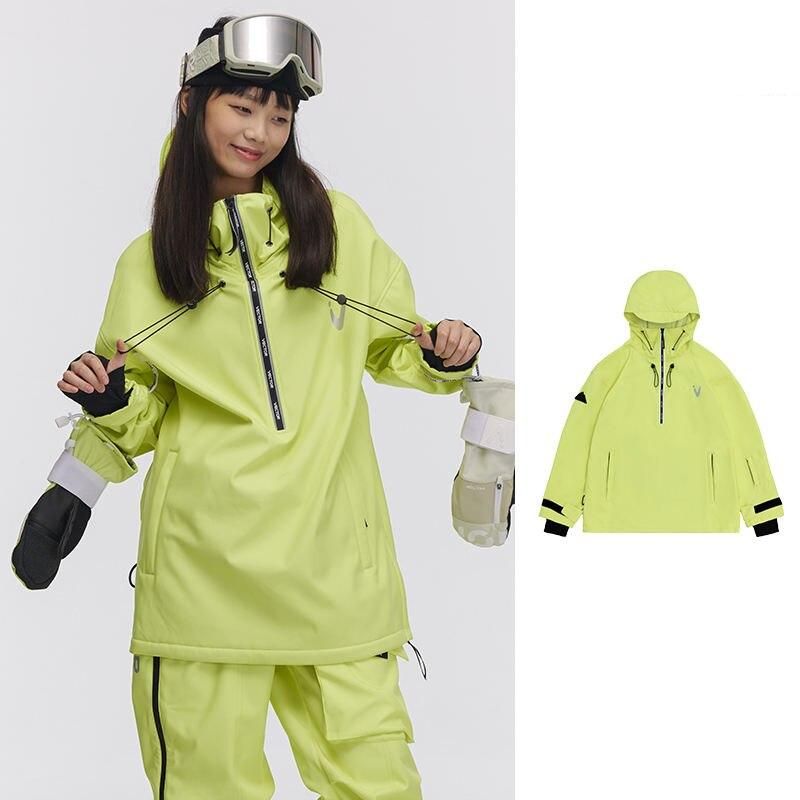 Solid Color Unisex Ski Jacket - Windproof, Waterproof Winter Outerwear for Outdoor Sports