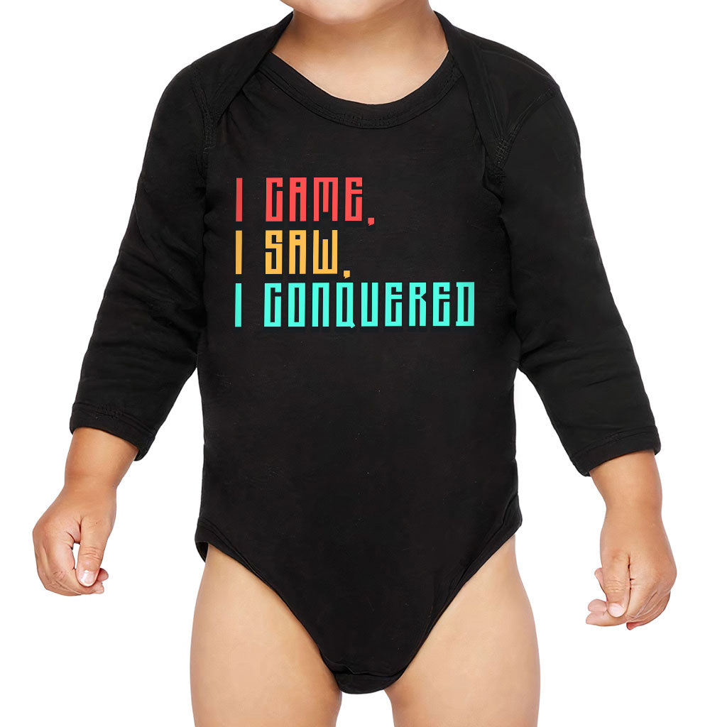 I Came I Saw I Conquered Baby Long Sleeve Onesie - Cool Baby Long Sleeve Bodysuit - Best Selling Baby One-Piece