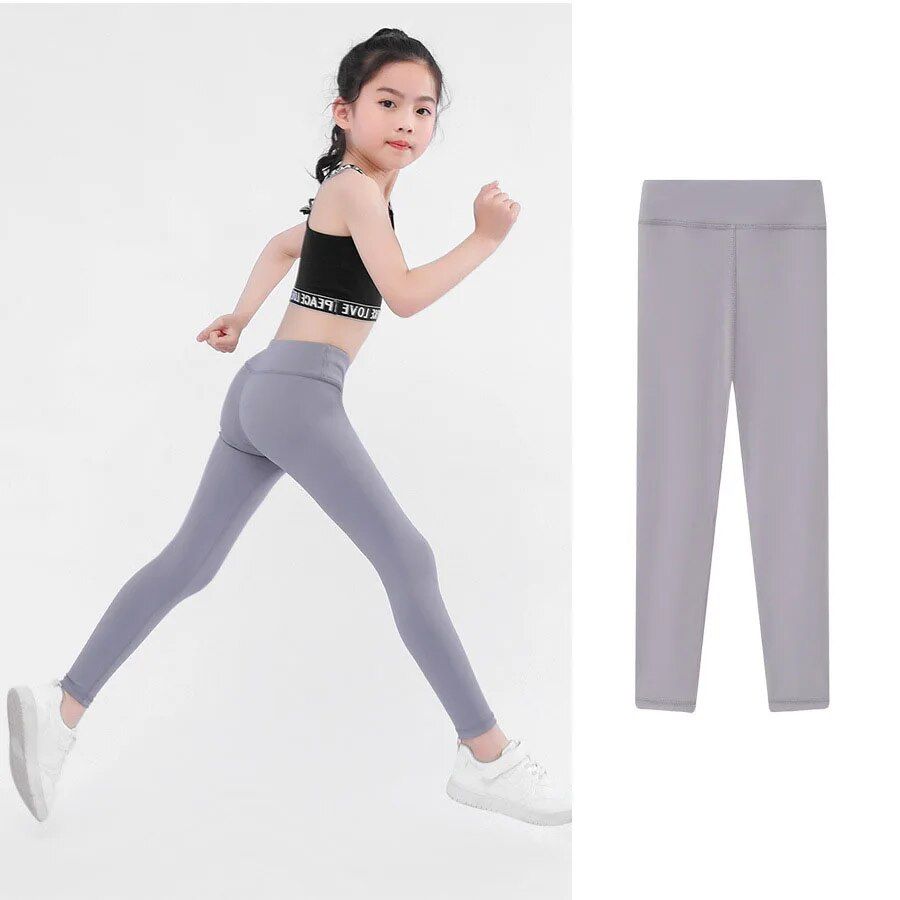 Chic High-Waist Sporty Leggings for Girls 4-11 Years - Versatile Yoga & Casual Wear