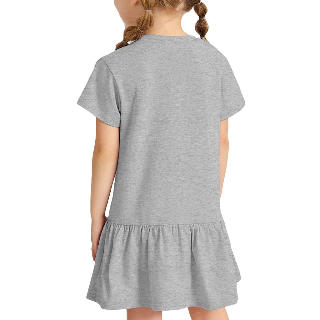 Happy Girl Toddler Rib Dress - Graphic Girls' Dress - Cute Design Toddler Dress