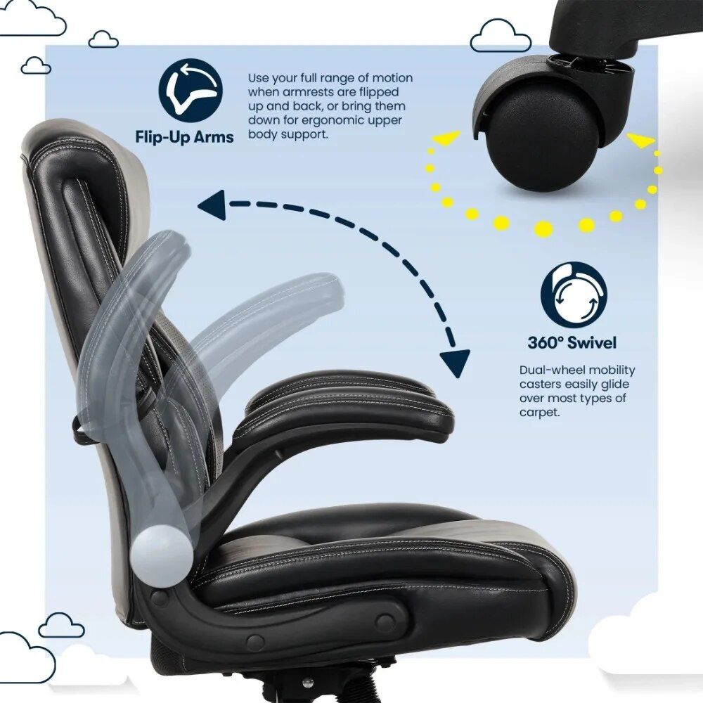 Luxurious Air Lumbar Leather Office Chair: Ergonomic, Adjustable, and Rotatable