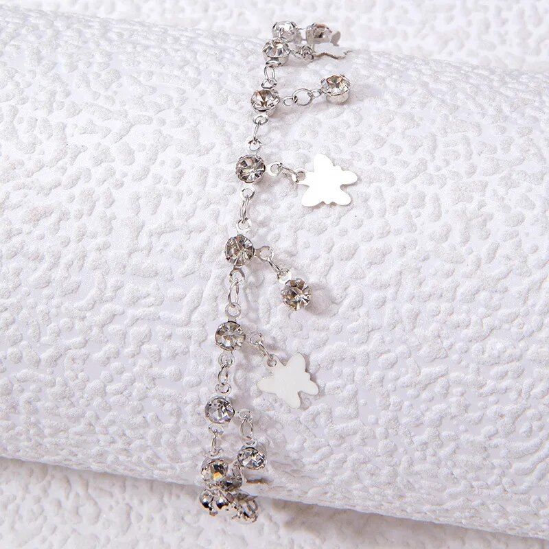 Chic Crystal Butterfly & Water Droplet Anklet