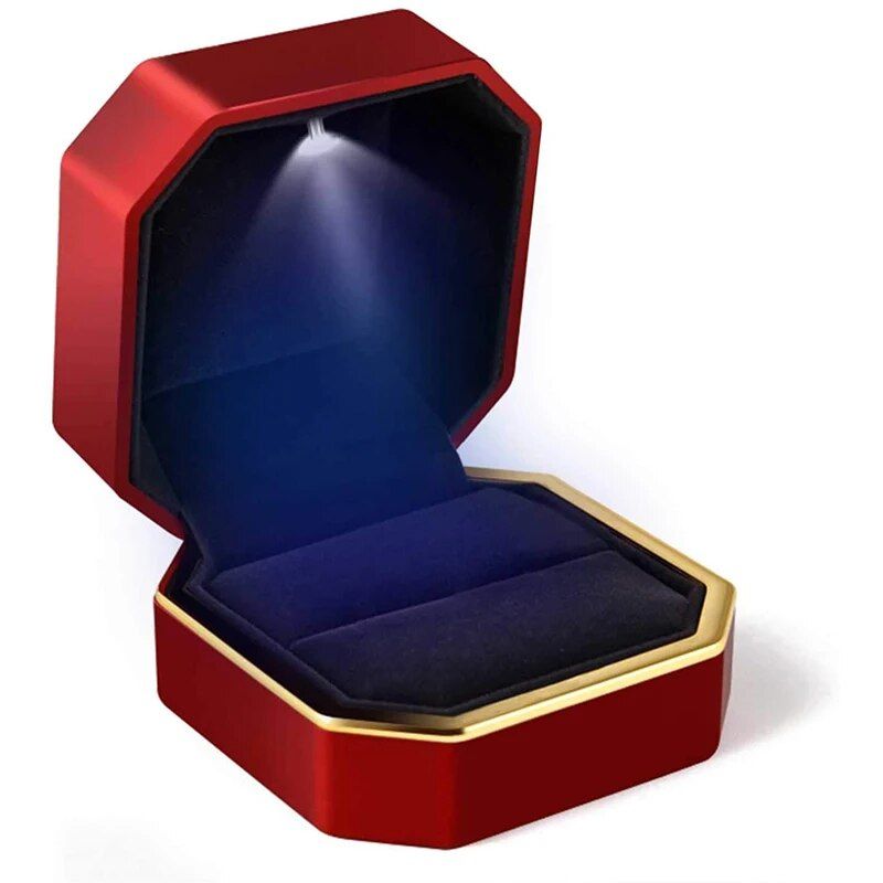 LED Illuminated Luxury Velvet Ring Box