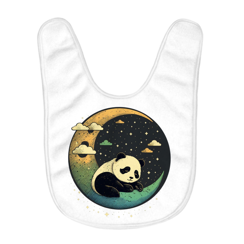 Cute Panda Baby Bibs - Moon Print Baby Feeding Bibs - Illustration Bibs for Eating