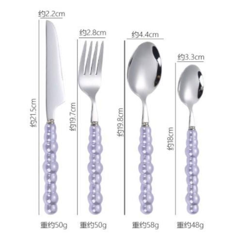 Luxurious European Pearl-Style Stainless Steel Cutlery Set