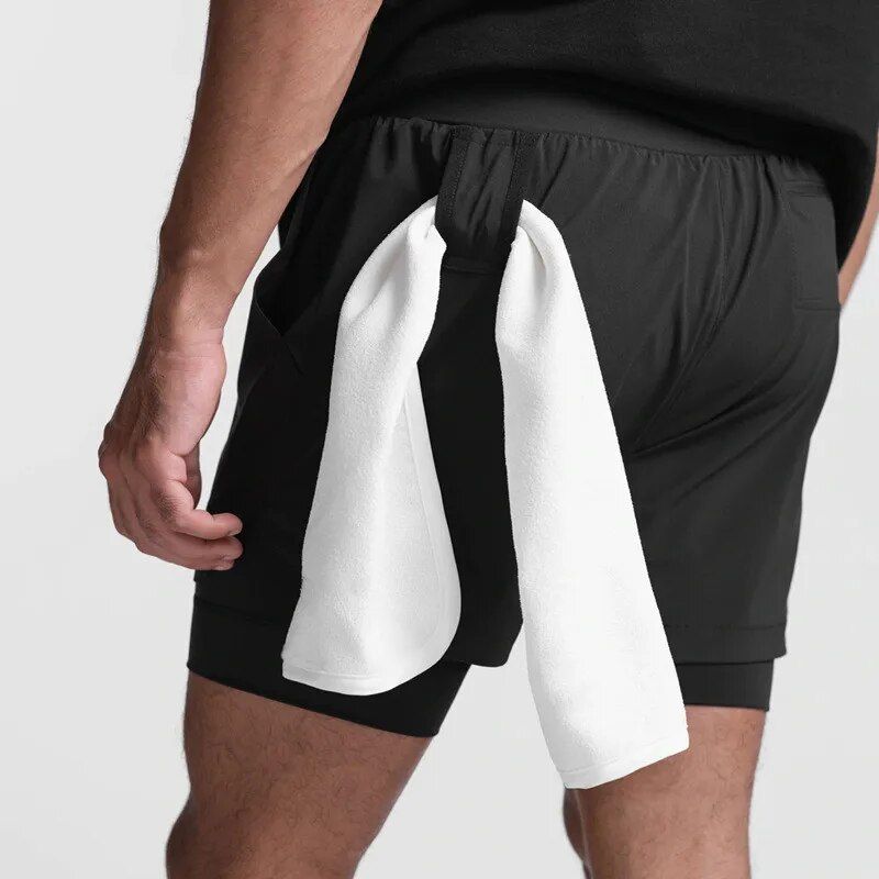 Men's 2-in-1 Breathable Running Shorts - Double Layer, Fitness & Jogging Gear