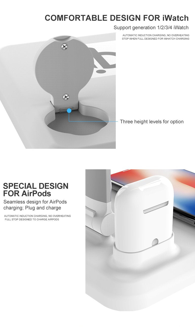 LED Desk Lamp with Four in One Wireless Chargers Foldable Table Lamp