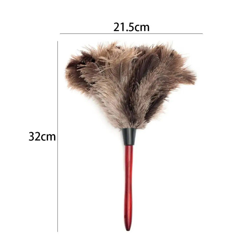 Eco-Friendly Ostrich Feather Duster with Long Wooden Handle