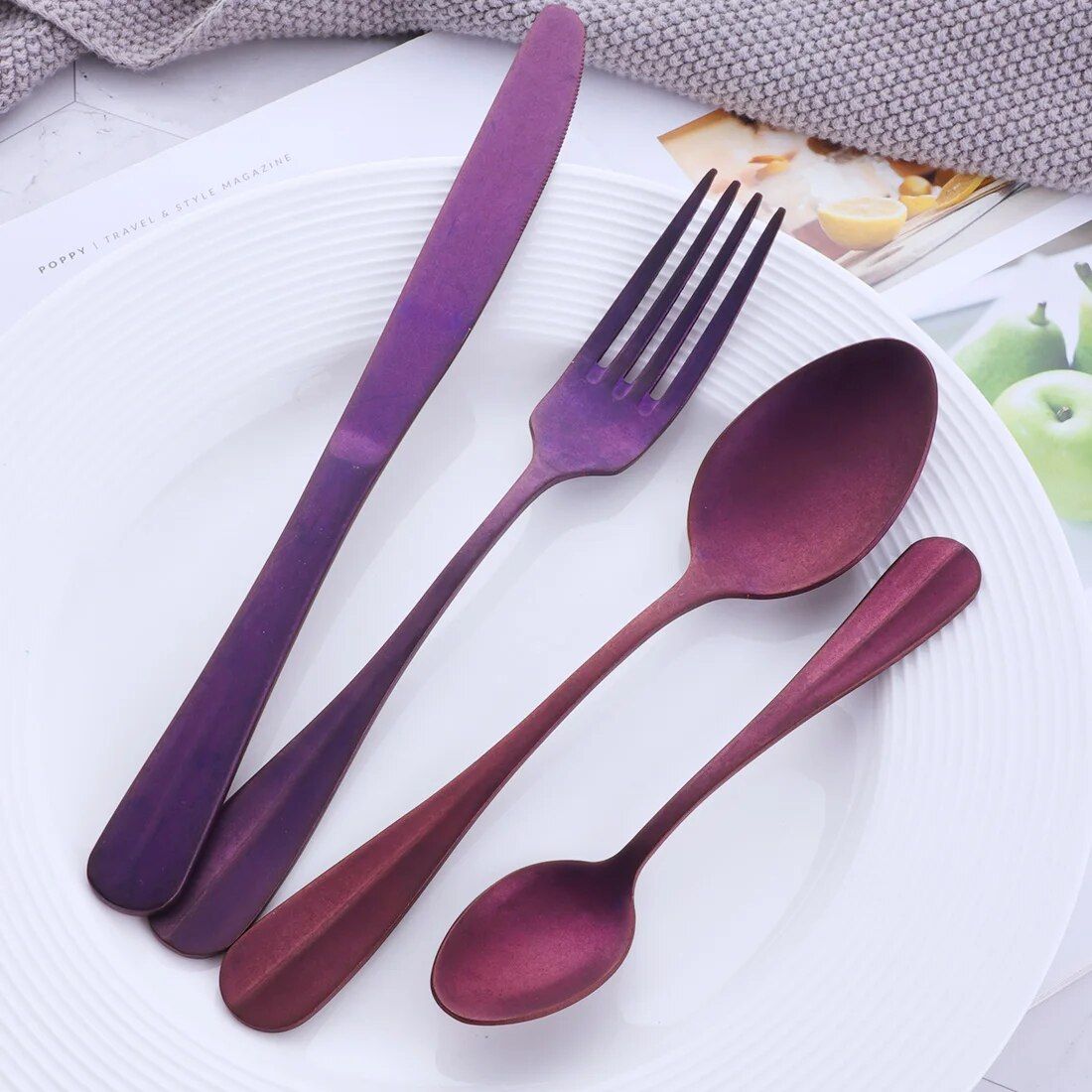 Luxury Matte Black Stainless Steel Cutlery Set