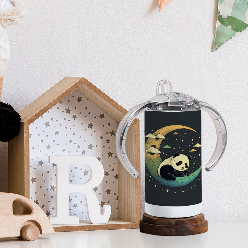 Cute Panda Sippy Cup - Moon Print Baby Sippy Cup - Illustration Sippy Cup