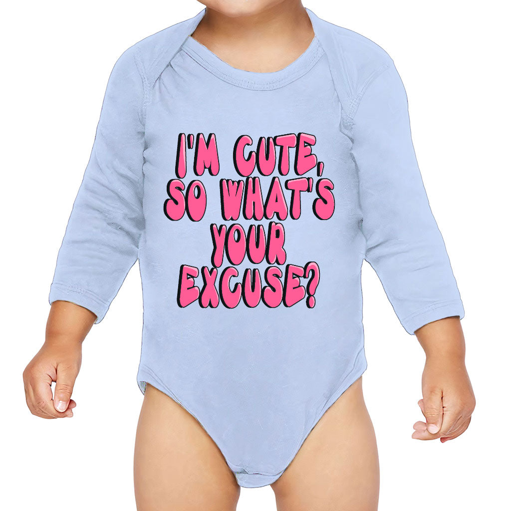 I'm Cute Baby Long Sleeve Onesie - Funny Baby Long Sleeve Bodysuit - Trendy Baby One-Piece